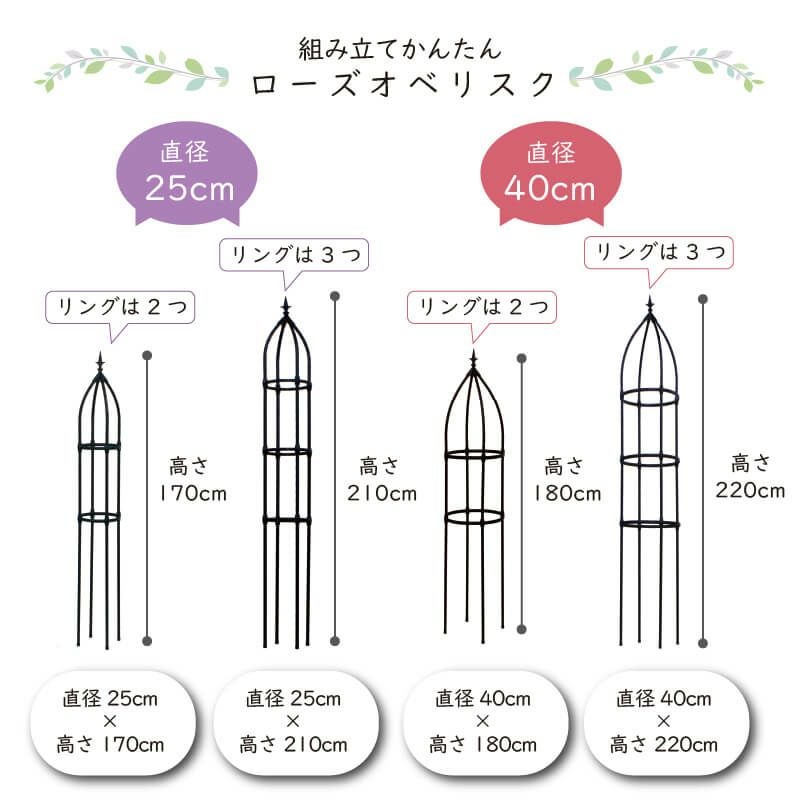 組立かんたんローズオベリスク直径40cm×高さ220cm工具いらずで組立カンタン♪【ローズオベリスクガーデンオベリスクオベリスクつる性植物つる花薔薇バラばら菜園組み立て支柱園芸家庭菜園】