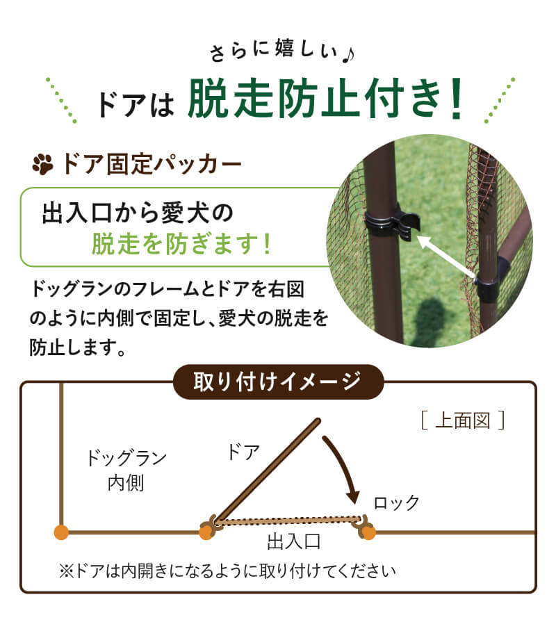 ドア付 ドッグランセット 高さ140cm 長さ20m