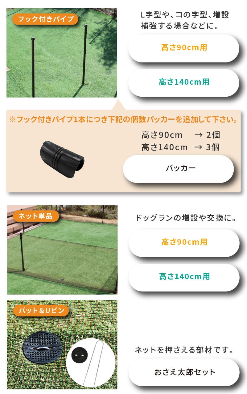 ドア付 ドッグランセット 高さ140cm 長さ20m