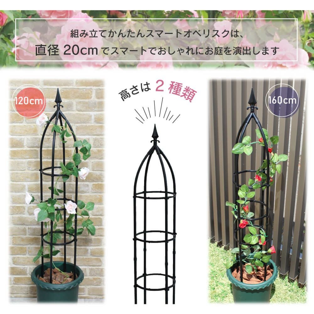 daim 組立かんたんスマートオベリスク 直径20cm×高さ160cm diy ローズオベリスク ガーデン オベリスク つる性植物 つる花 薔薇 バラ ばら 菜園  組み立て 支柱 園芸 家庭菜園 送料無料