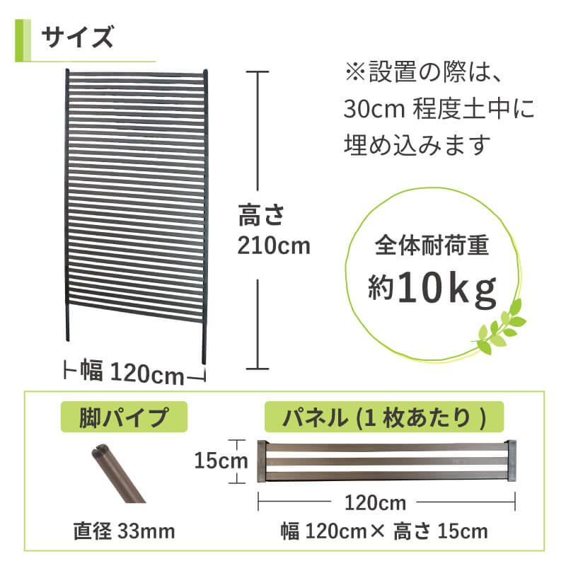 daim 幅が広い目隠しフェンス 幅120cm×高さ210cm 1セット入